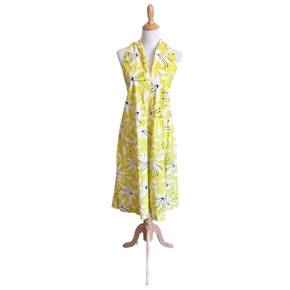 Arket Halter Dress Midi Acid Green White Floral Relaxed Everyday Effortless - Picture 1 of 6